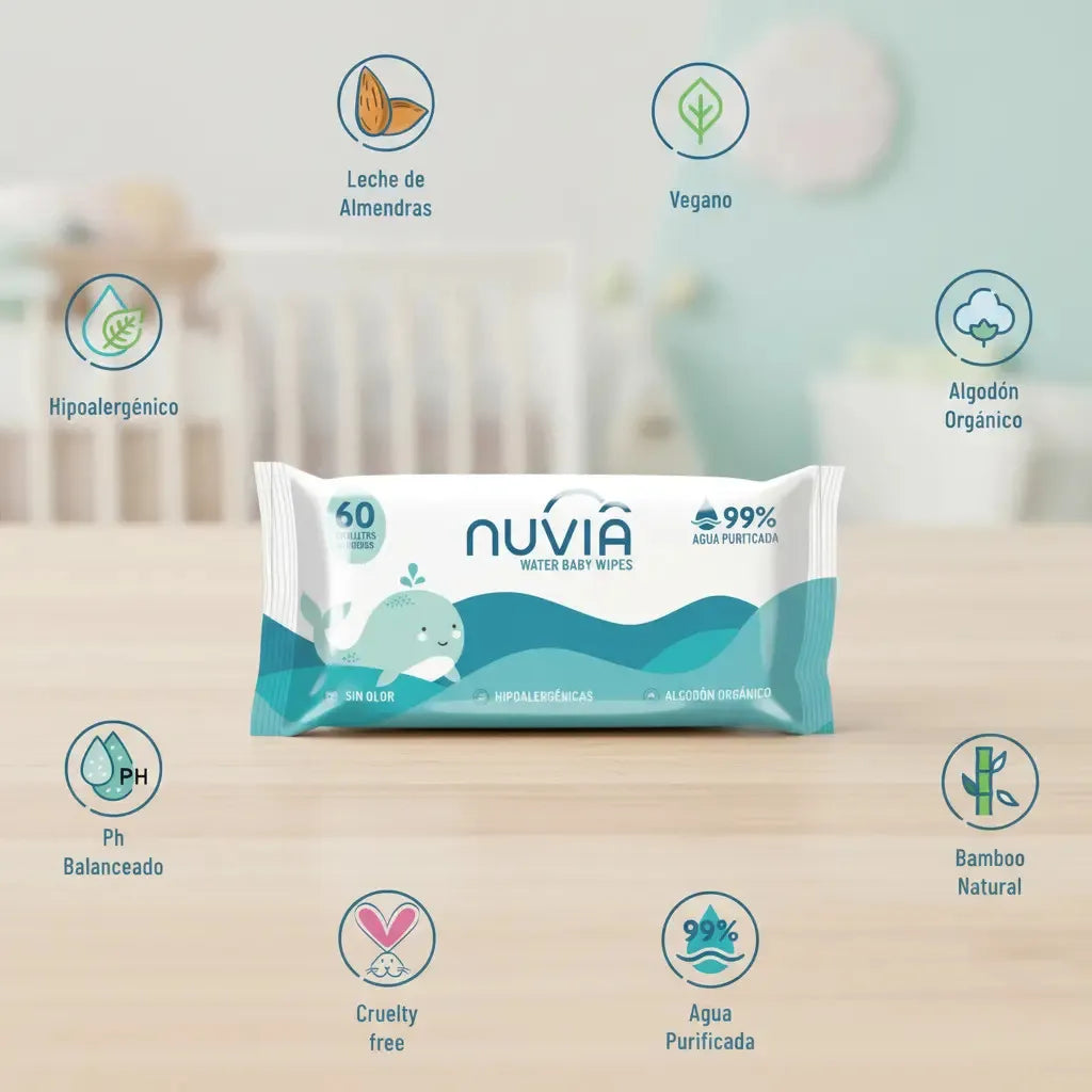Toallitas Húmedas Nuvia 99% Agua Caja 12 x 60 unidades
