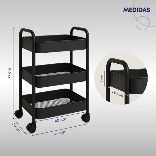 Carro organizador 3 Niveles metal
